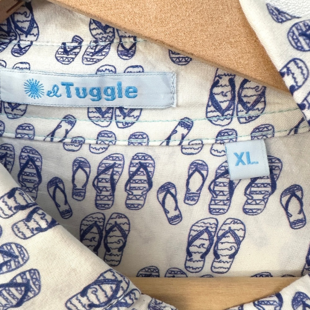 El Tuggle Flip Flop Wedding Shirt XL Beach White Amalfi Coast Resortwear Camp - Picture 7 of 10